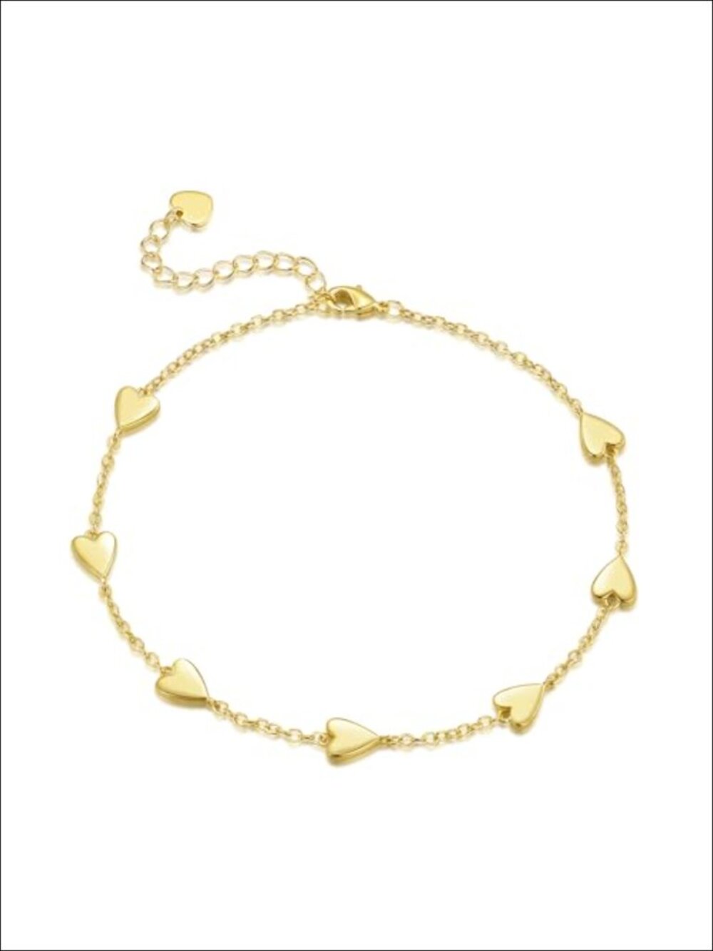 14K Gold Heart Anklet for Women - Heart-Shaped Pendants Ankle Bracelet